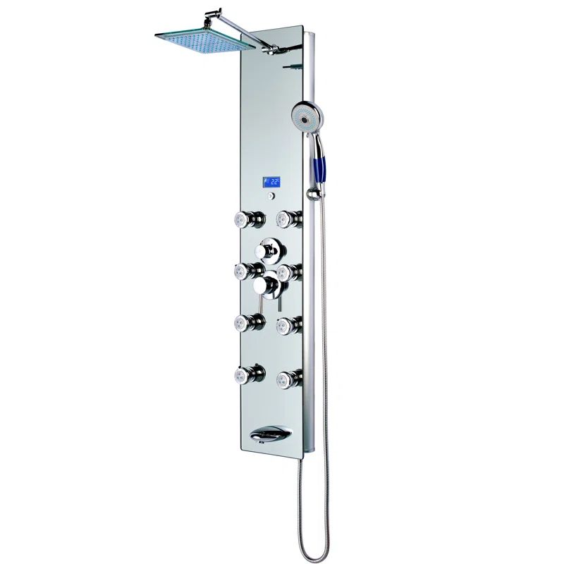 Blue Ocean 52" Aluminum Shower Panel with Rainfall Head and Jets