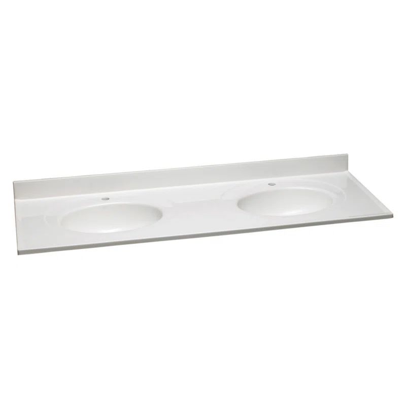 73 Inch White Cultured Marble Double Sink Vanity Top