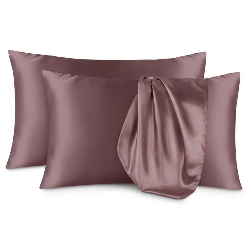 Luxurious Rose Taupe Satin King Pillowcase Set