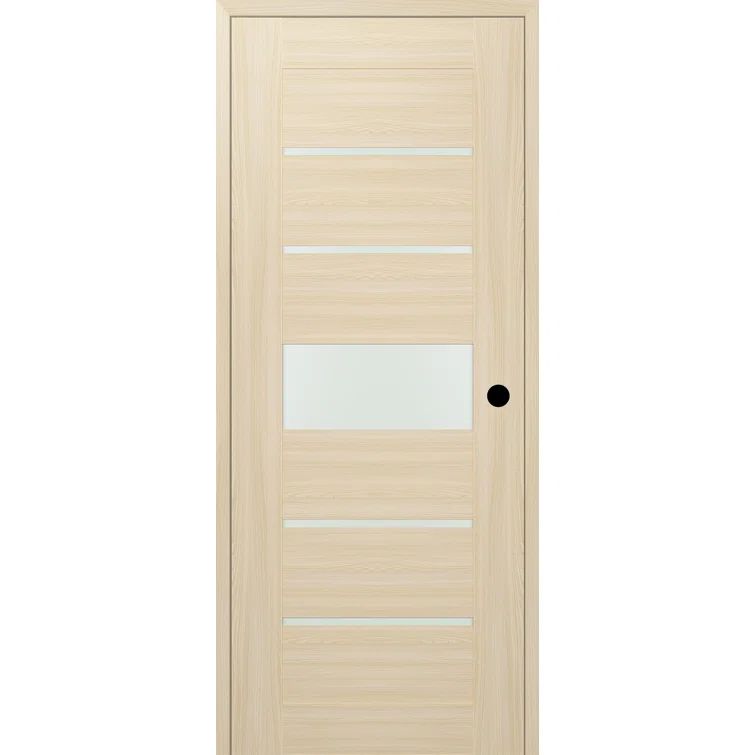 Ash Pine Composite Prehung Door with Frosted Glass Panels
