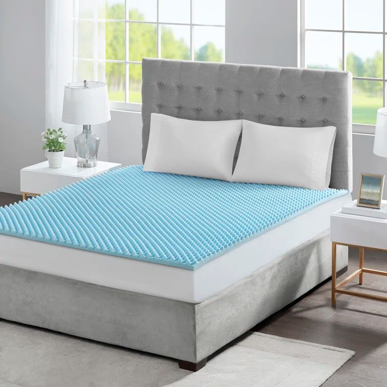 Queen Blue Gel Memory Foam Cooling Mattress Topper