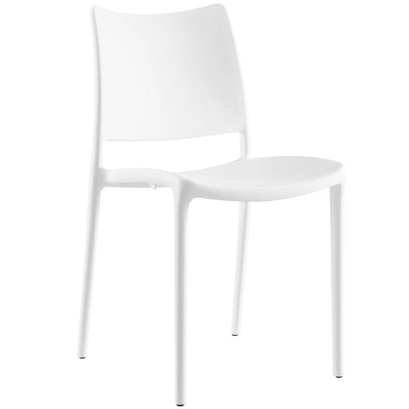 White Low Plastic Modern Side Chair