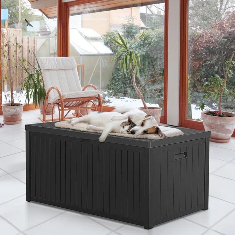 Black 120 Gallon Lockable Resin Outdoor Deck Box