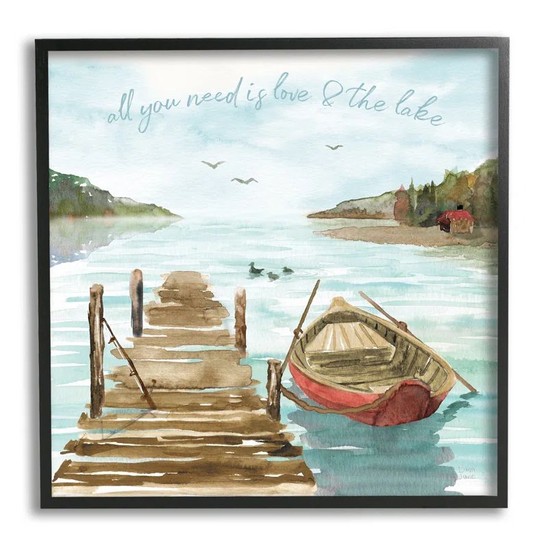 Ebony Wood Grain Framed Lake Landscape Wall Art, 24 x 24