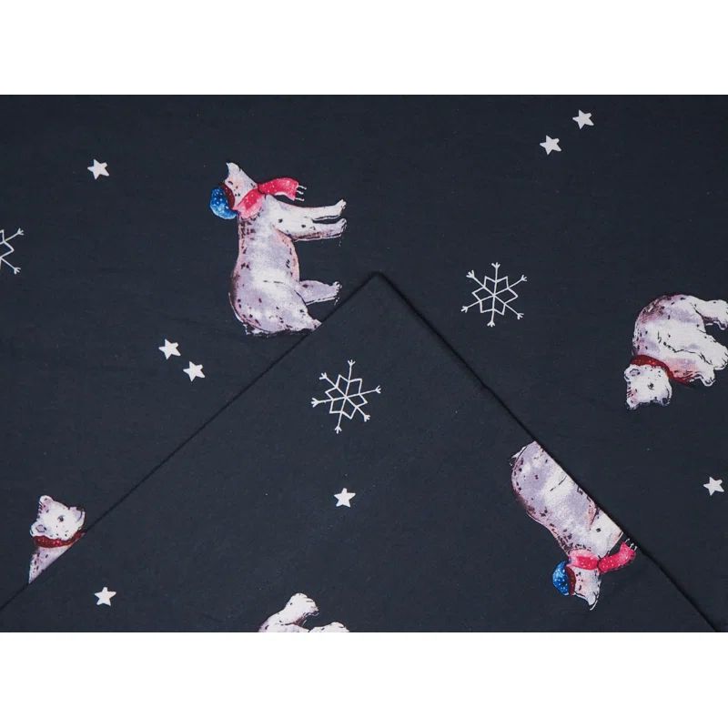 Twin XL Snow Bear Print Cotton Flannel Sheet Set