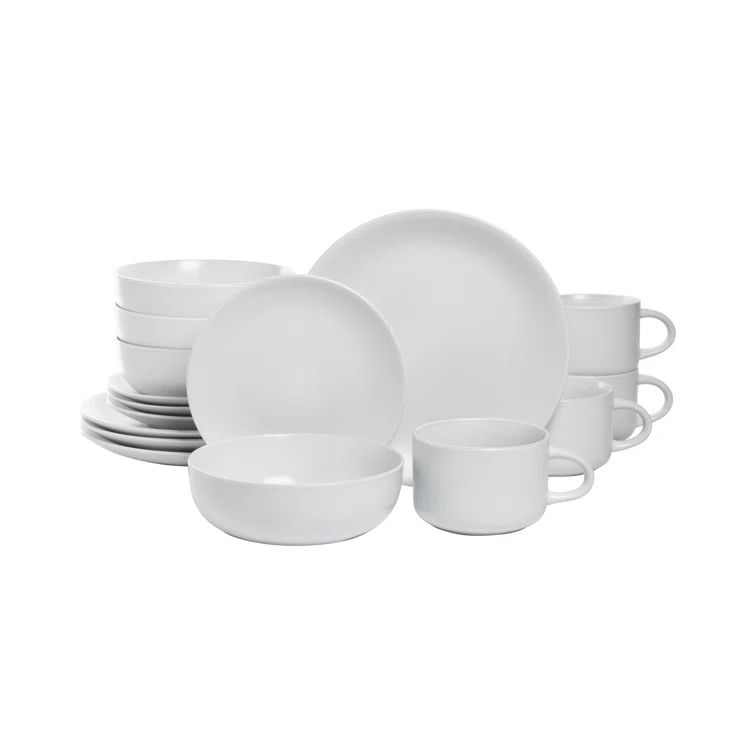 Wazee Matte White Ceramic 16-Piece Dinnerware Set