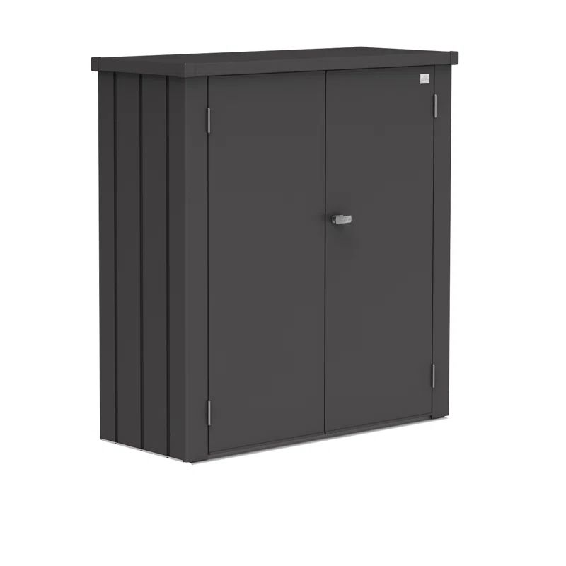 Romeo Dark Gray Galvanized Steel Outdoor Storage Locker with Shelving