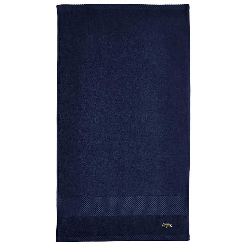 Navy Supima Cotton Terry Hand Towel with Pique Border