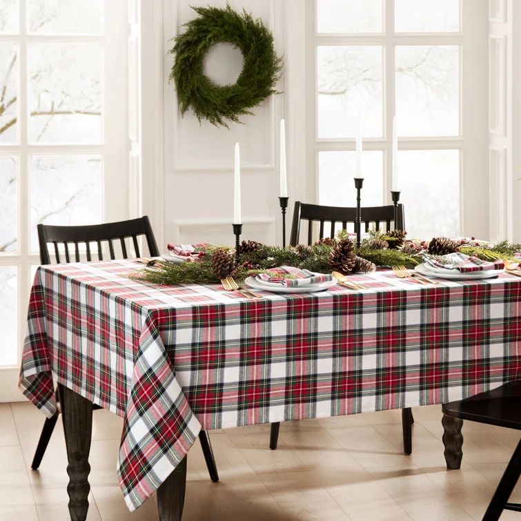 Christmas Classic Holiday Plaid Cotton Rectangular Tablecloth