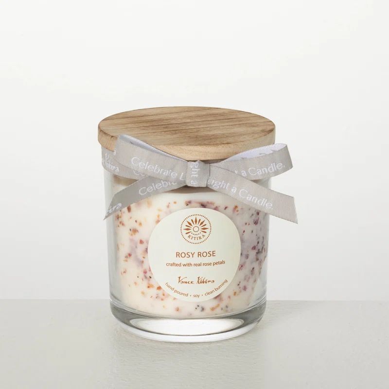 Rosy Rose Scented Soy Wax Jar Candle with Wood Lid