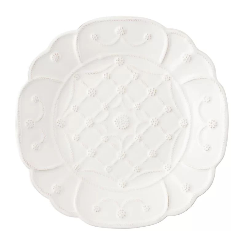 White Scalloped Ceramic Handcrafted Salad Plate