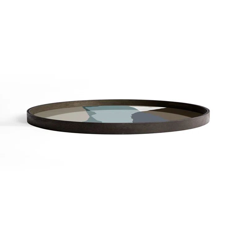Wabi Sabi Graphite Round Glass Tray with Autumn Tones