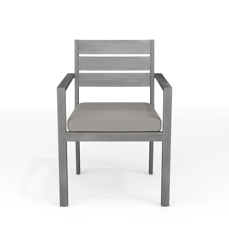 Gray Aluminum Patio Dining Chair with Cushions