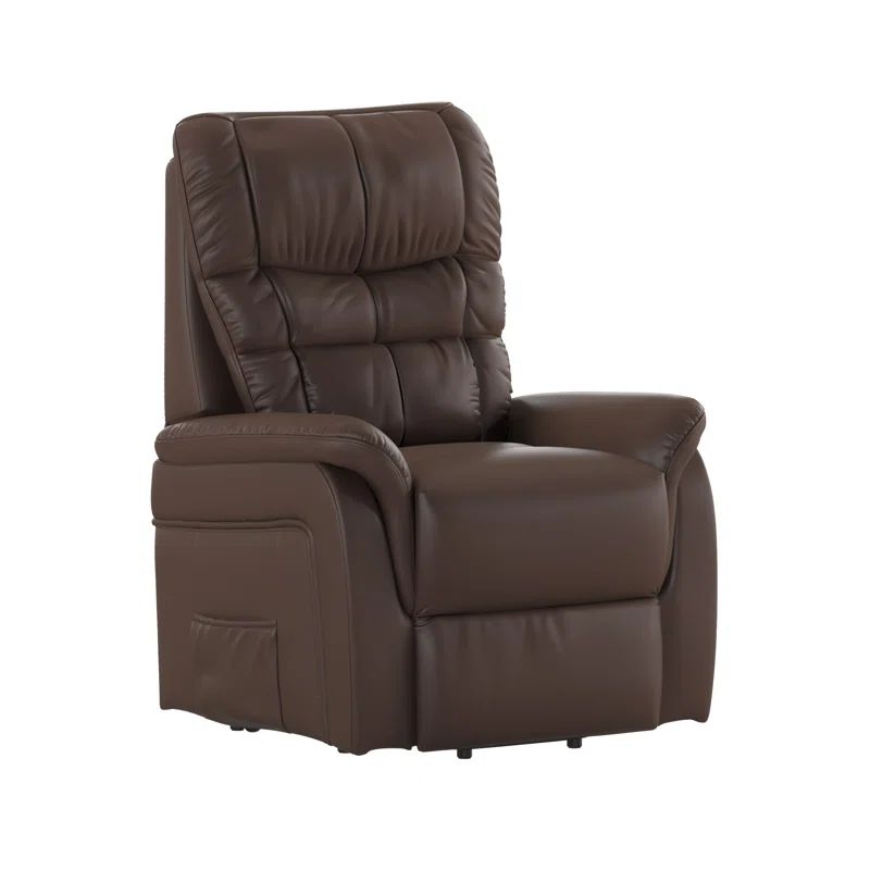 Cognac LeatherSoft Remote Powered Lift Recliner with Steel Frame