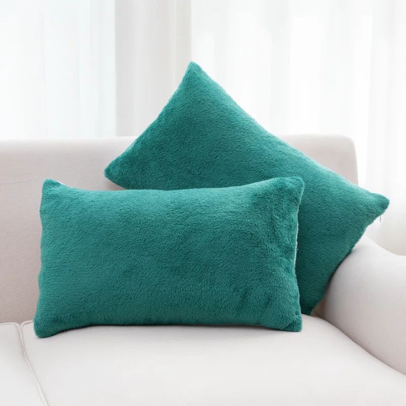 Green Arctic Velvet and Microfleece Throw Pillow Set