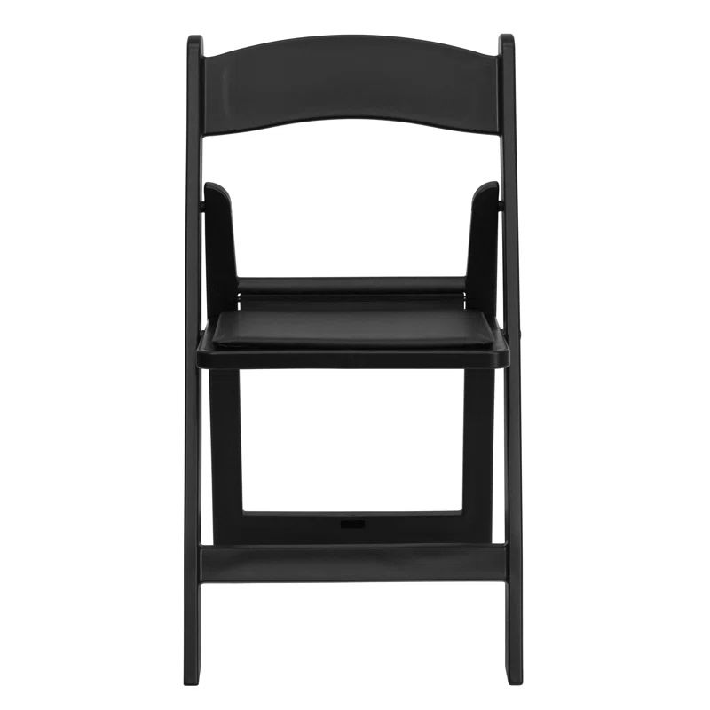 Black Resin Armless Folding Chair with Cushions - 2 Pack