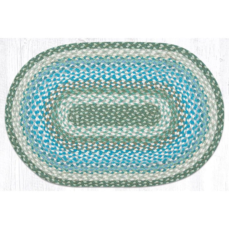 Ivory and Sage Oval Braided Jute Rug 20"x30"
