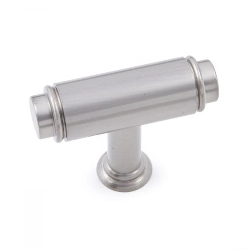 Satin Nickel Rectangular T-Handle Cabinet Knob with Mounting Hardware