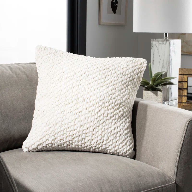 Abella 18" Square Creme Cotton Decorative Pillow
