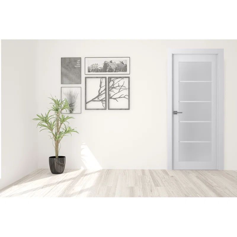Bianco Noble Frosted Glass and Pine Composite 5-Lite Interior Door