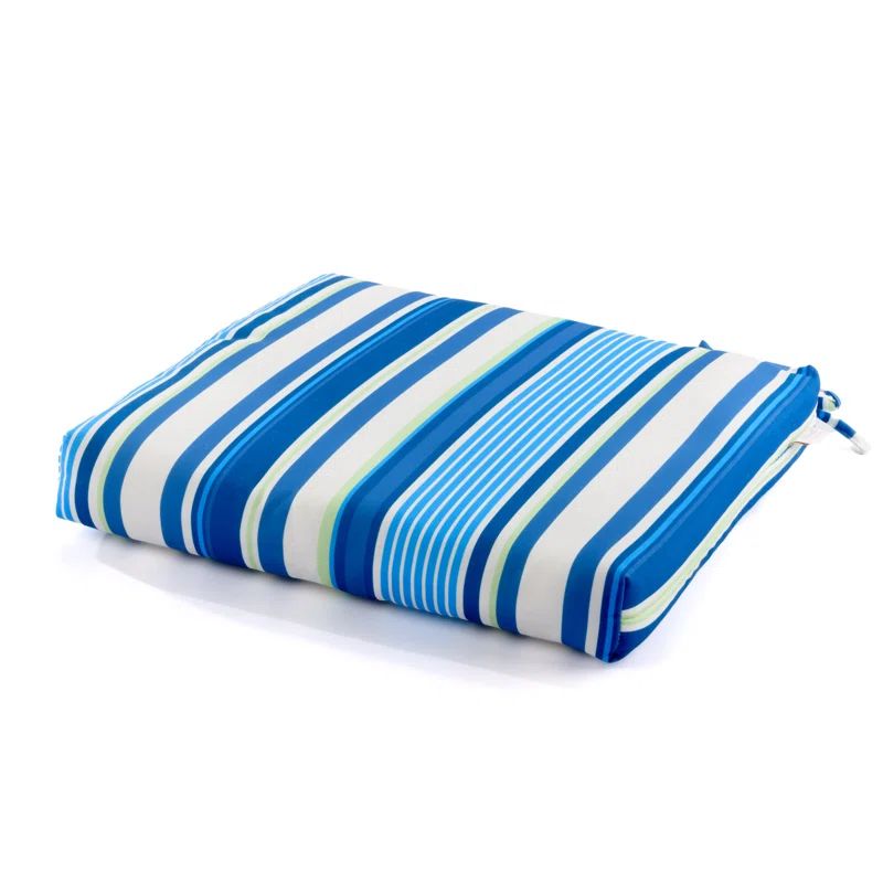 Lillian Blue and White Striped Outdoor Dining Chair Pad