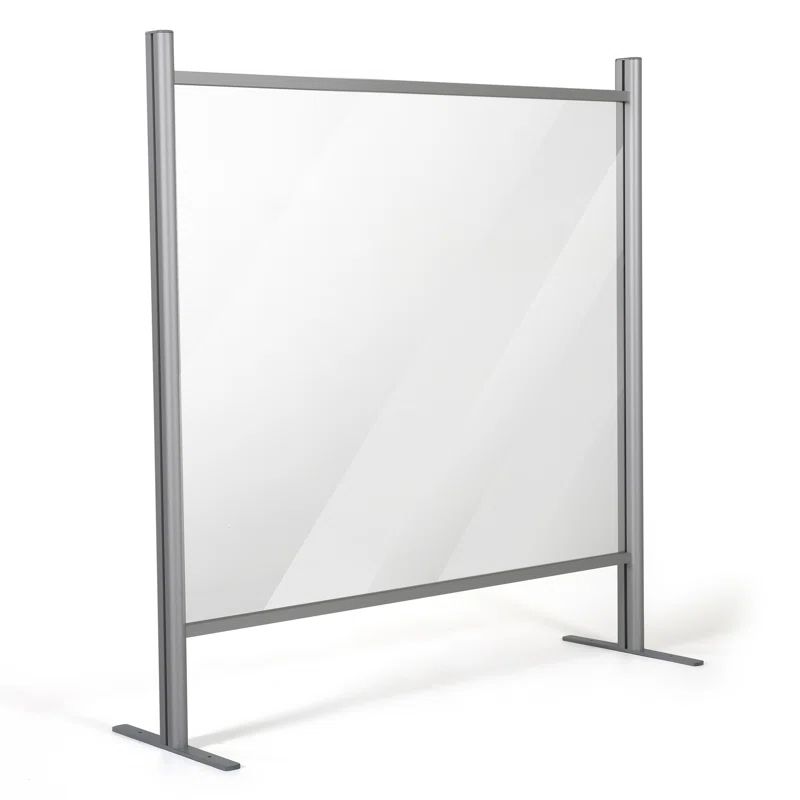 Clear Acrylic Tabletop Sneeze Guard with Silver Aluminum Frame