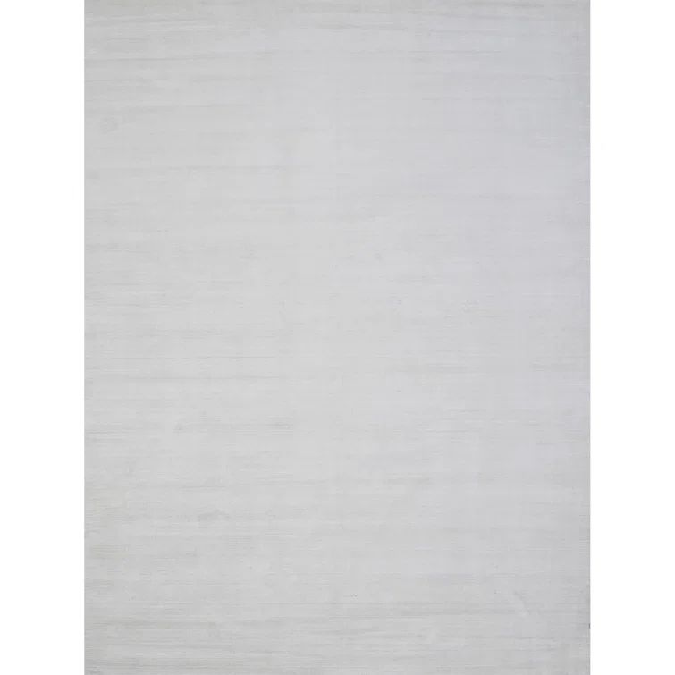 Hand-Knotted Gray Silk and Cotton Rectangular Area Rug