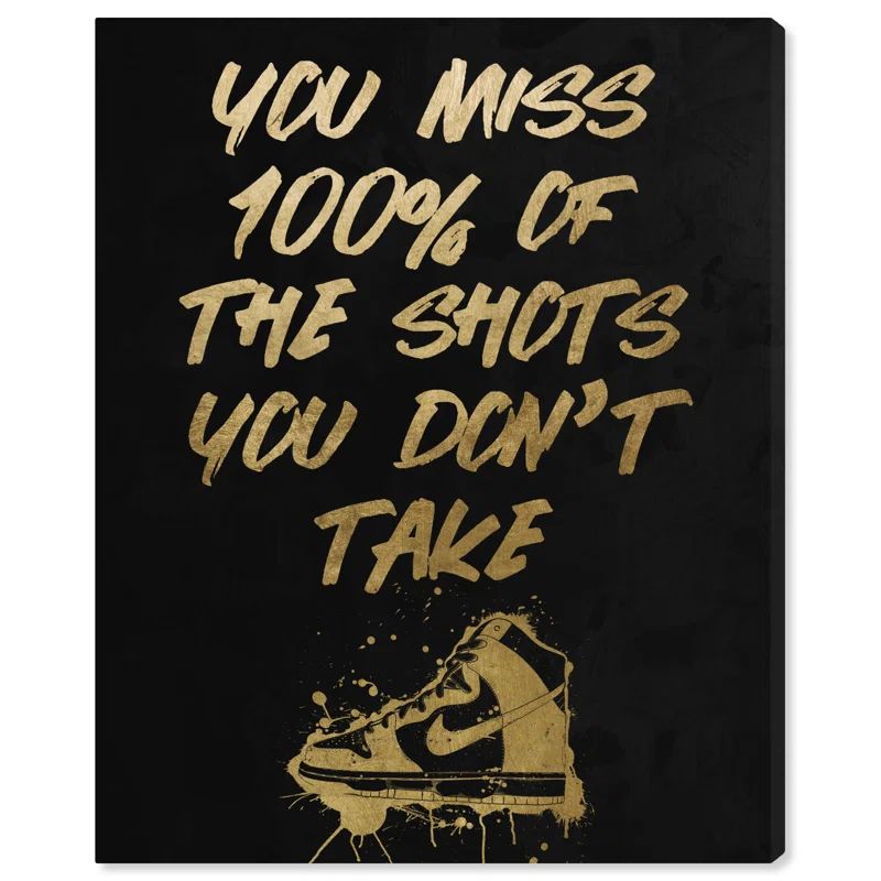 Gold and Black Motivational Quote Canvas Wall Art, 36" x 30"
