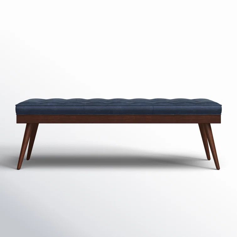 Athan Midnight Blue Full-Grain Italian Leather 55" Bench