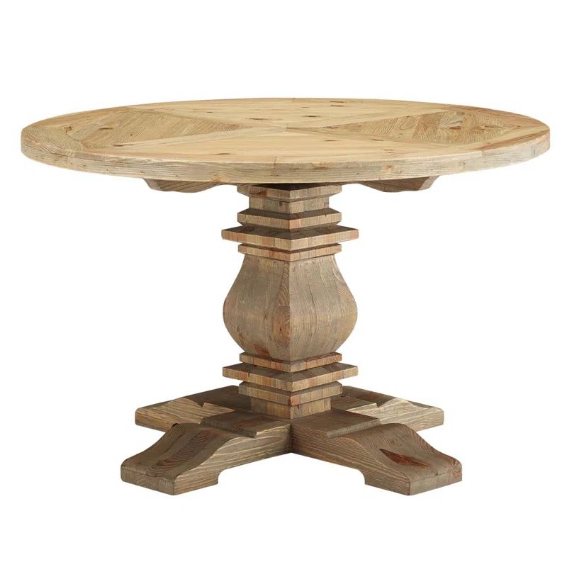 Rustic Round Reclaimed Pine Wood Dining Table, 47"