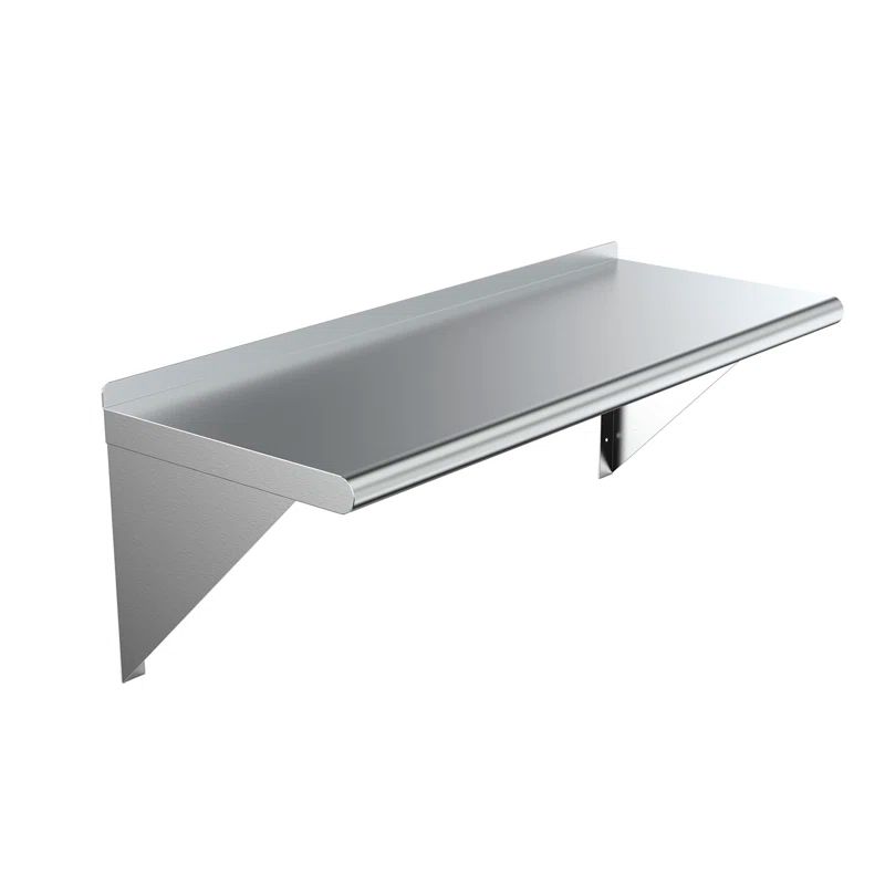 16" x 48" Silver Stainless Steel Wall Shelf with Brackets