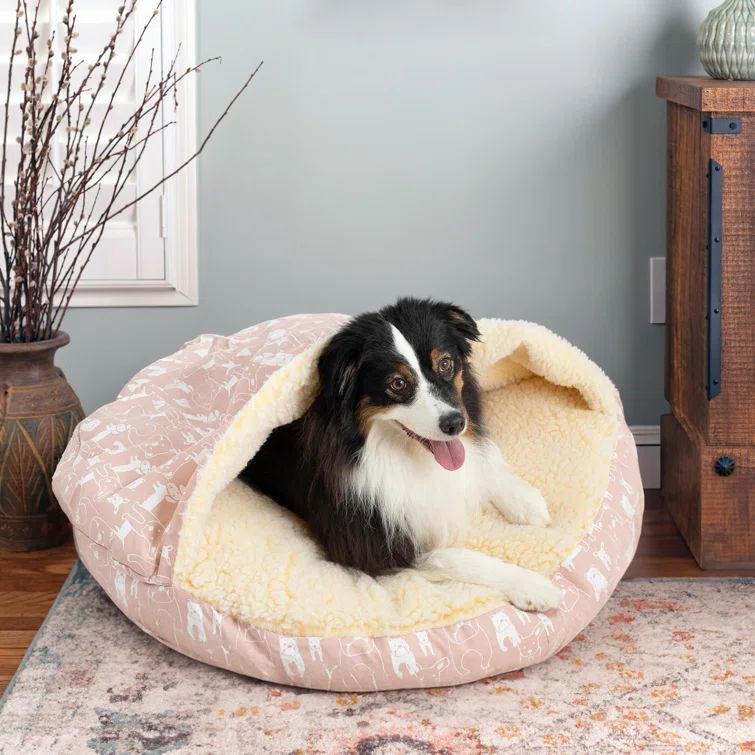 Small Pedigree Blush Pink Cotton Covered Dog Bed