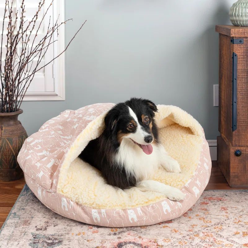 Small Pedigree Blush Pink Cotton Covered Dog Bed