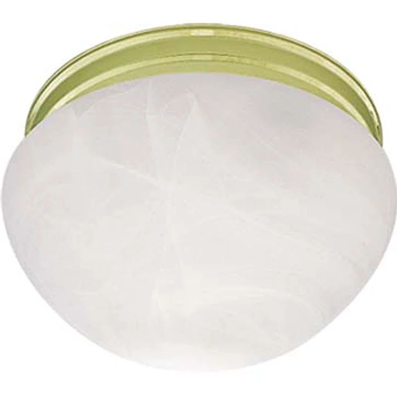 Minster Polished Brass and Alabaster Glass Round Flush Mount Light