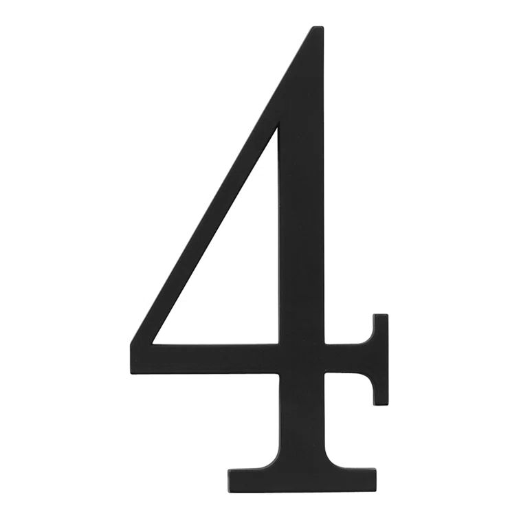 Matte Black Metal Traditional House Number 4