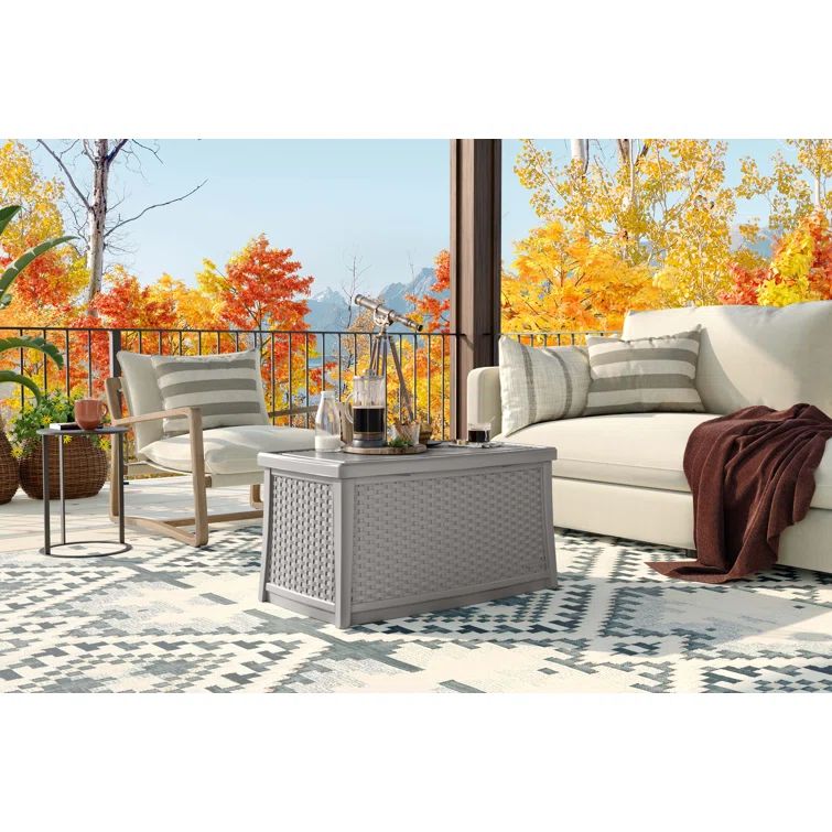 Dove Gray Resin Outdoor Coffee Table with Storage