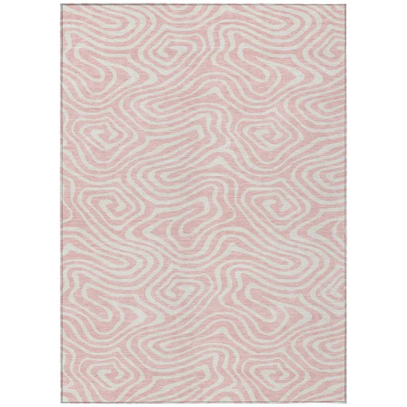 Addison 8' x 10' Pink Synthetic Flat Woven Washable Rug