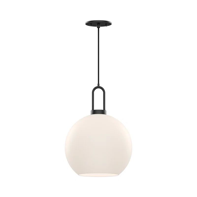Soji Mini Globe Pendant Light in Matte Black with Opal Glass