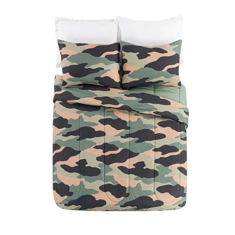 Twin Gray and Green Reversible Microfiber Comforter Set