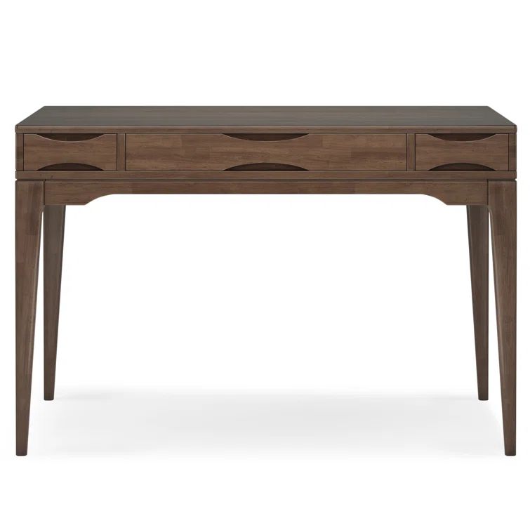 Walnut Brown Traditional Wood Desk with Drawer and Keyboard Tray