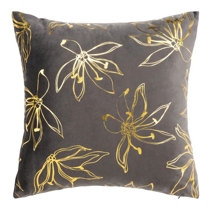 Yari Round Gray and Gold Decorative Pillow