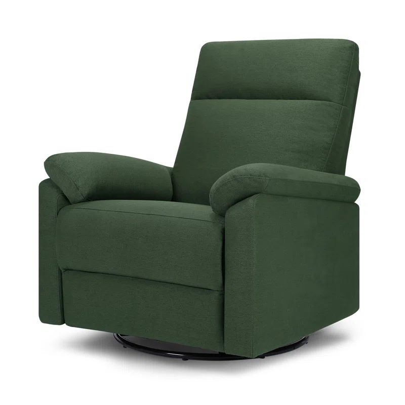 Pine Green Polyester Swivel Recliner with Metal Frame