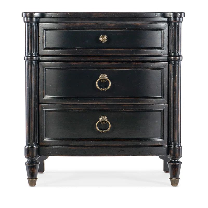 Charleston Black Cherry 3-Drawer Nightstand with USB Ports