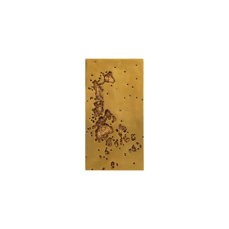 Gold Leaf Rectangular Modern Wall Art, 19x37 Inch