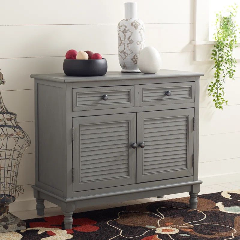 Tate Farmhouse Chic Distressed Grey 2-Drawer Sideboard