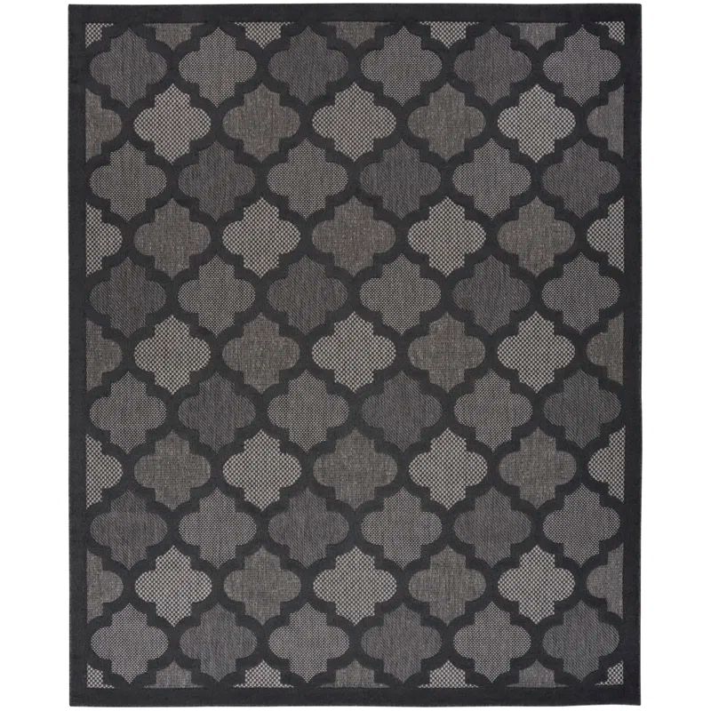 Charcoal Black Trellis 8' x 10' Rectangular Easy Care Rug