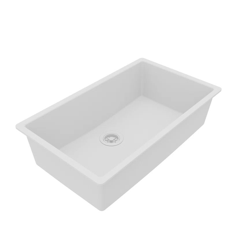 White Quartz Large Single Bowl Undermount Kitchen Sink