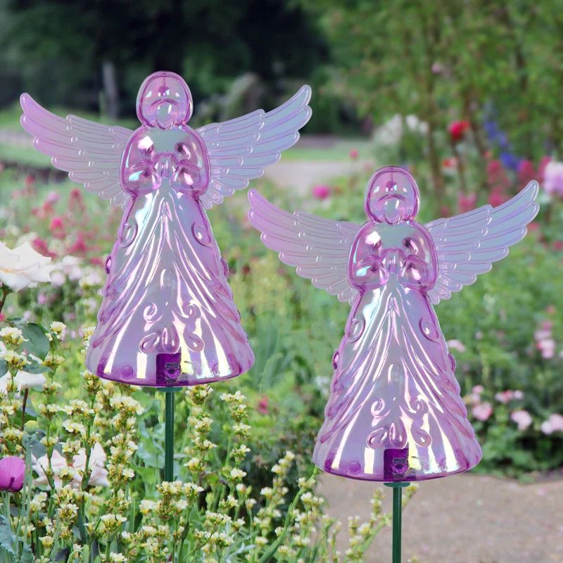 Purple Acrylic Angel WindyWing Garden Stakes Set of 2