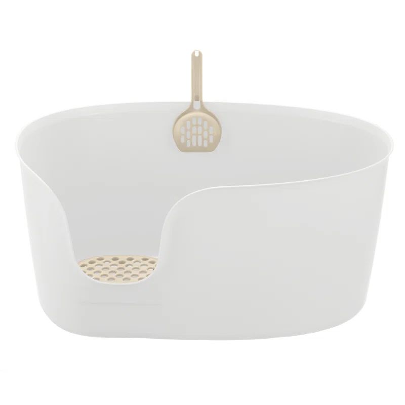 Extra Large White Plastic High Wall Cat Litter Box