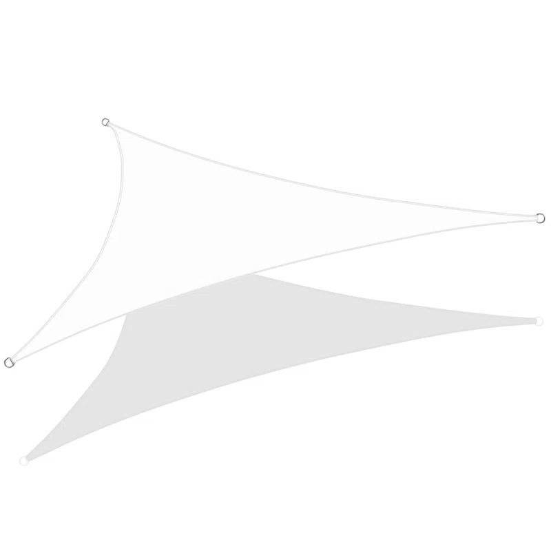 White 12' Triangle Sun Shade Sail with Stainless Steel D-Rings